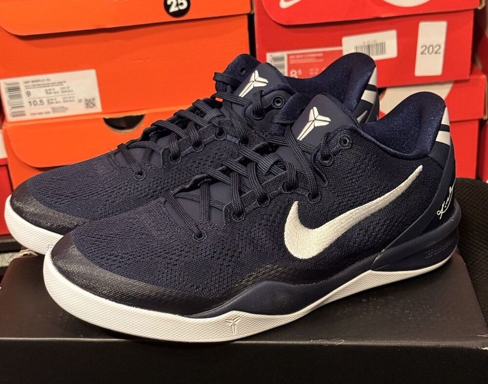 Nike Kobe 8 VIII Low GS Navy White 7Y Womens 8.5 FN0266-400 (072)
